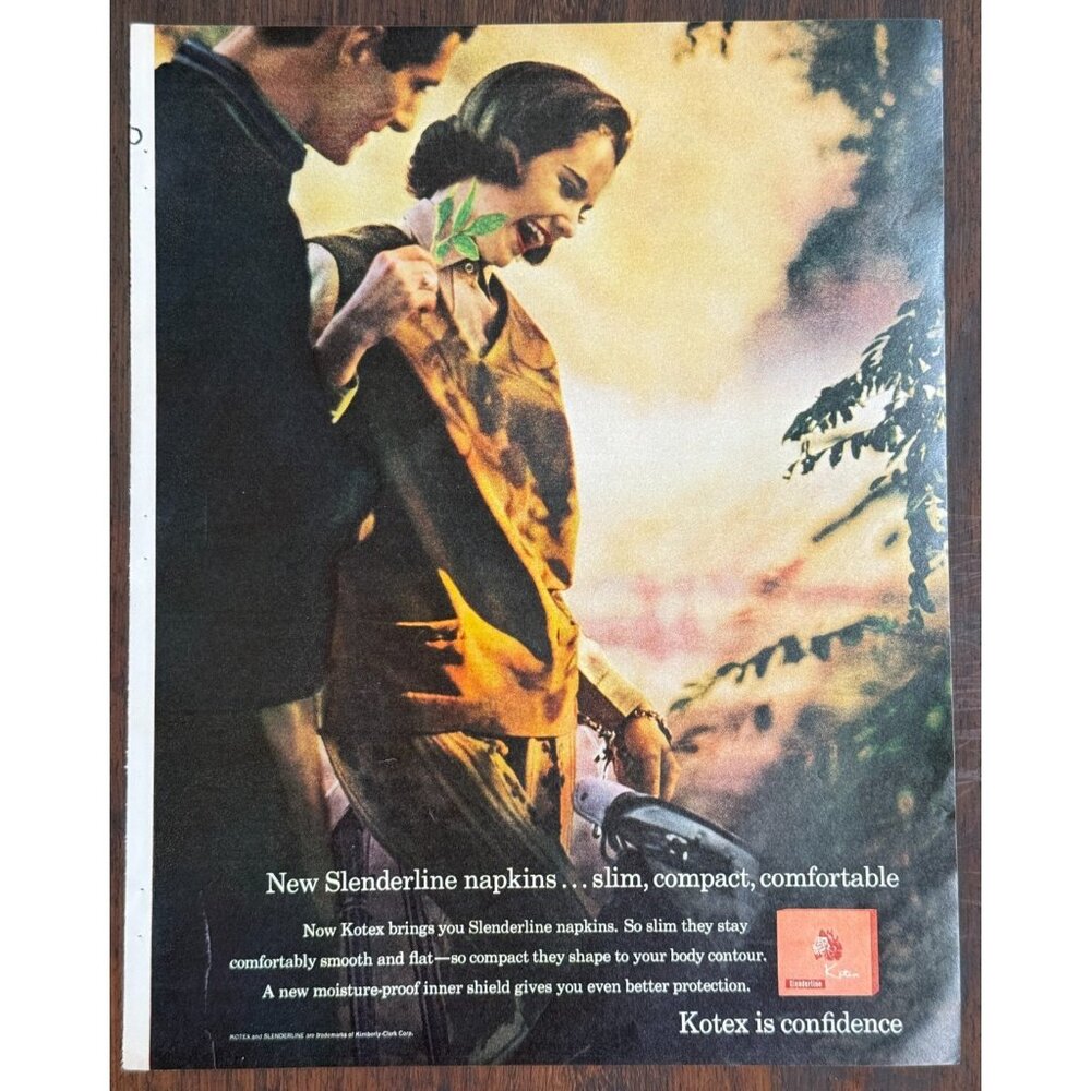Vintage 1962 Kotex Feminine Napkins Lady Man on Date Advertisement Print Ad